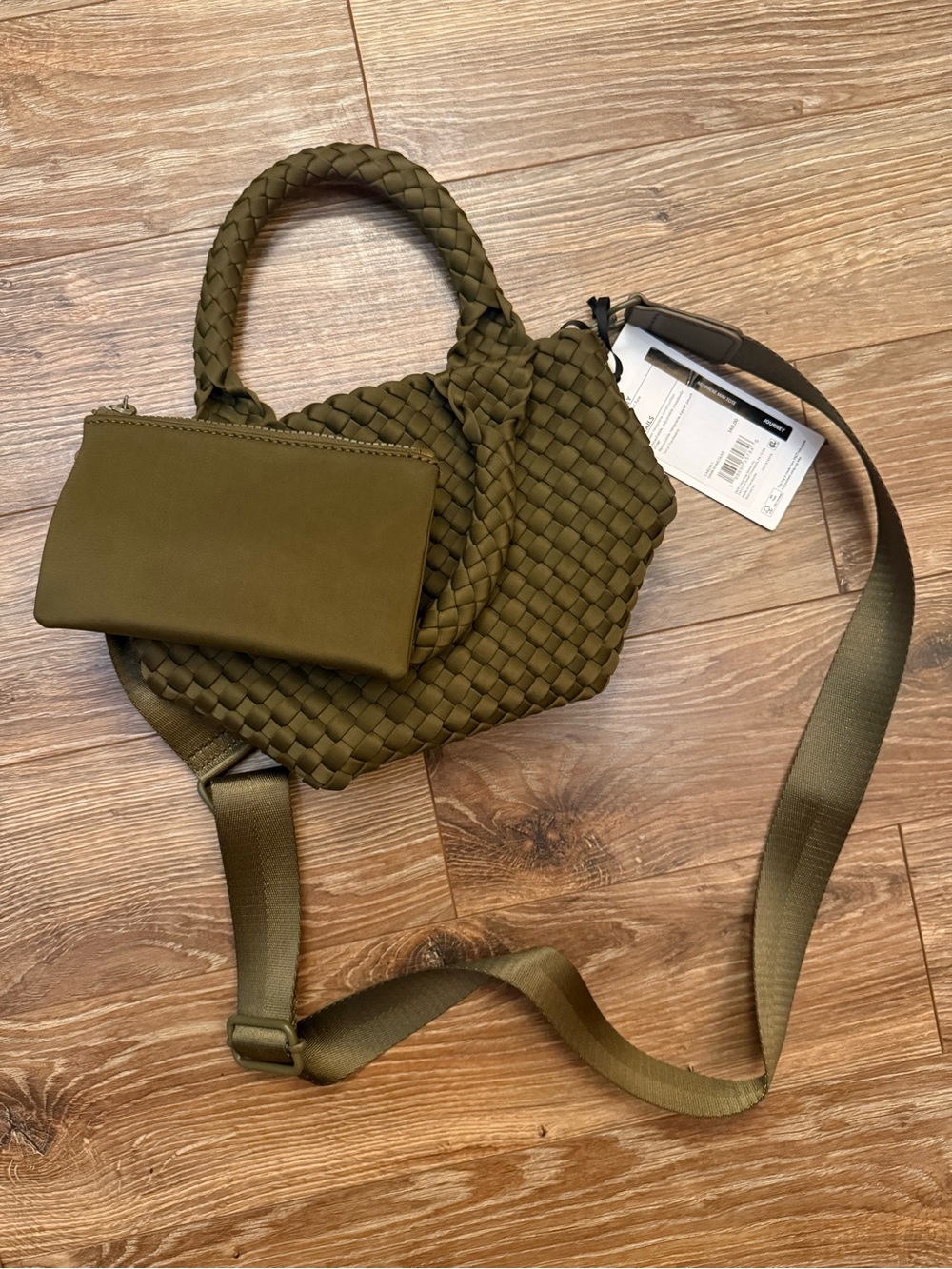 Calia Olive Woven Crossbody Bag with Pouch